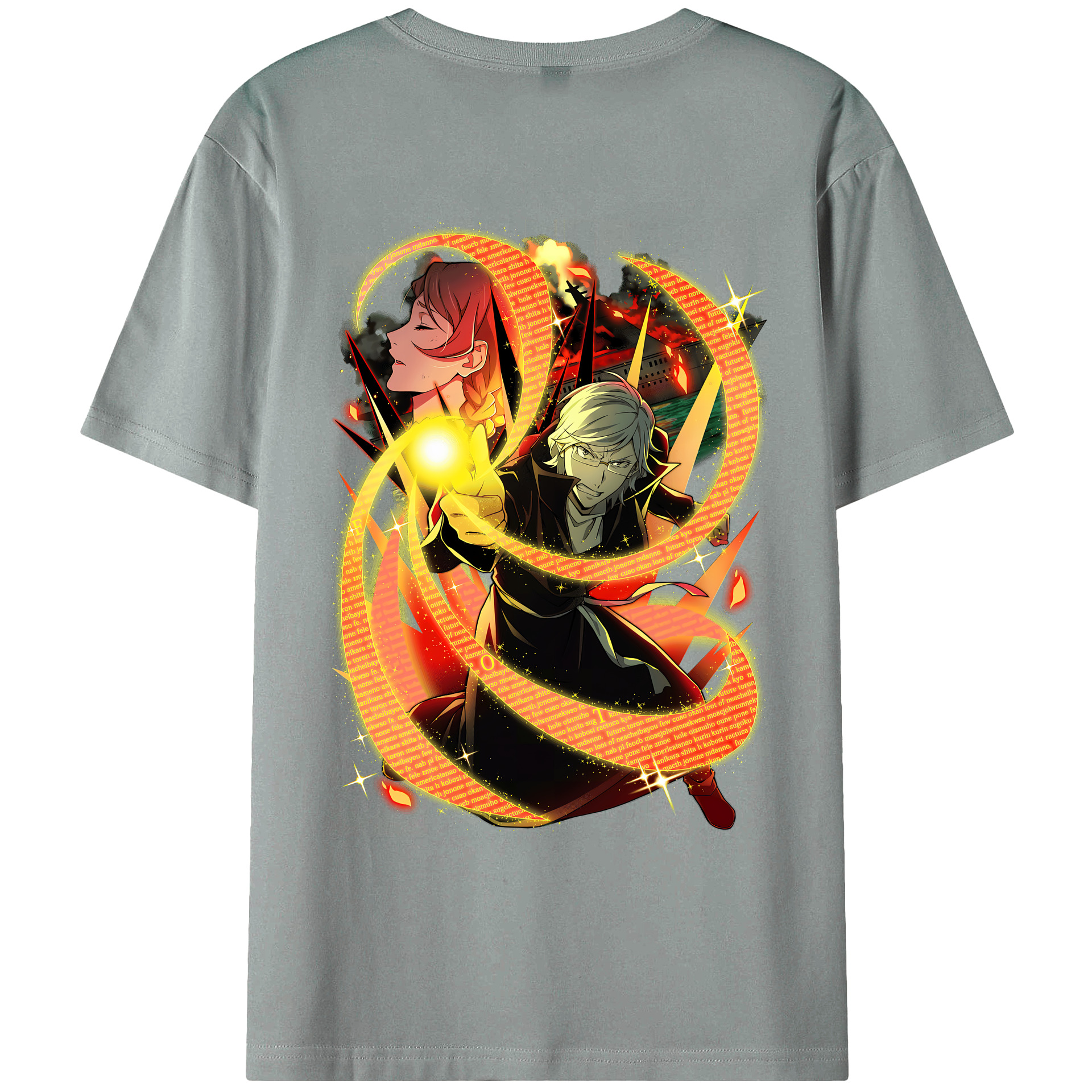 （画像用） 文豪ストレイドッグス Bungo Stray Dogs 綿100％ メンズ半袖Tシャツ（バックプリント） 通気性